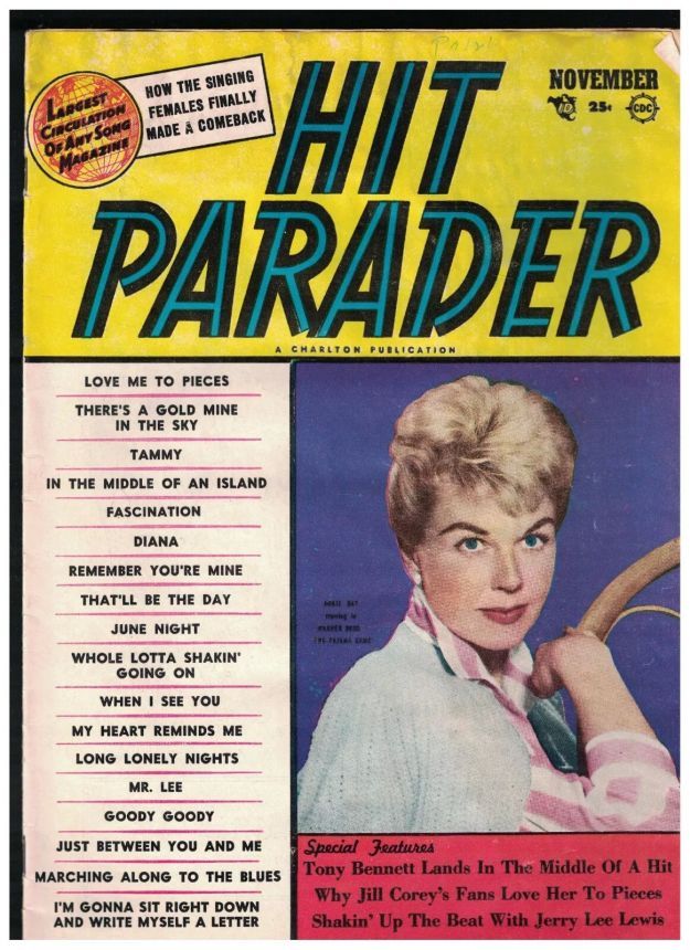 HIT PARADER magazine side cover  November 1957