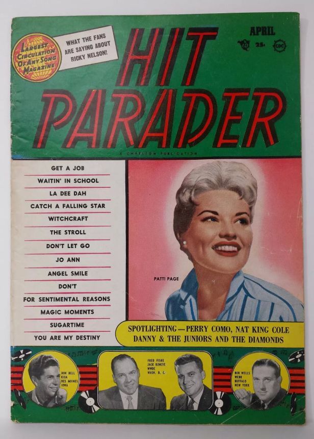 HIT PARADER magazine side cover  April 1958
