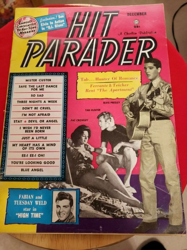 HIT PARADER magazine side cover  December 1960