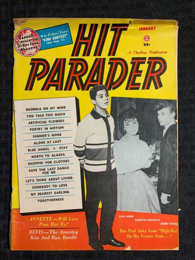 HIT PARADER magazine side cover  January 1961
