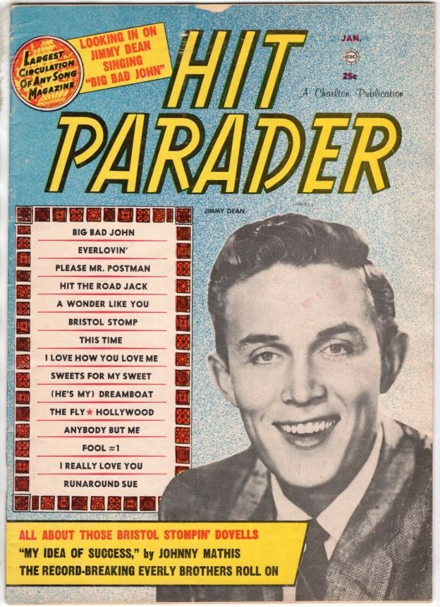 HIT PARADER magazine side cover  January 1962
