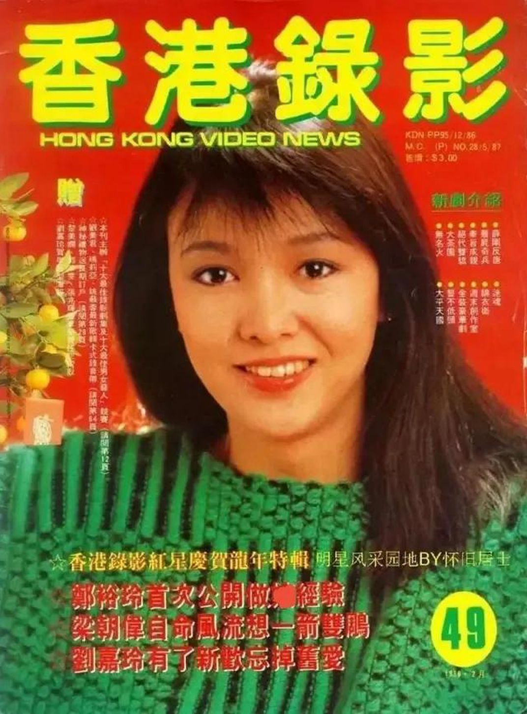 HONG KONG VIDEO NEWS magazine side cover Issue 49   1988