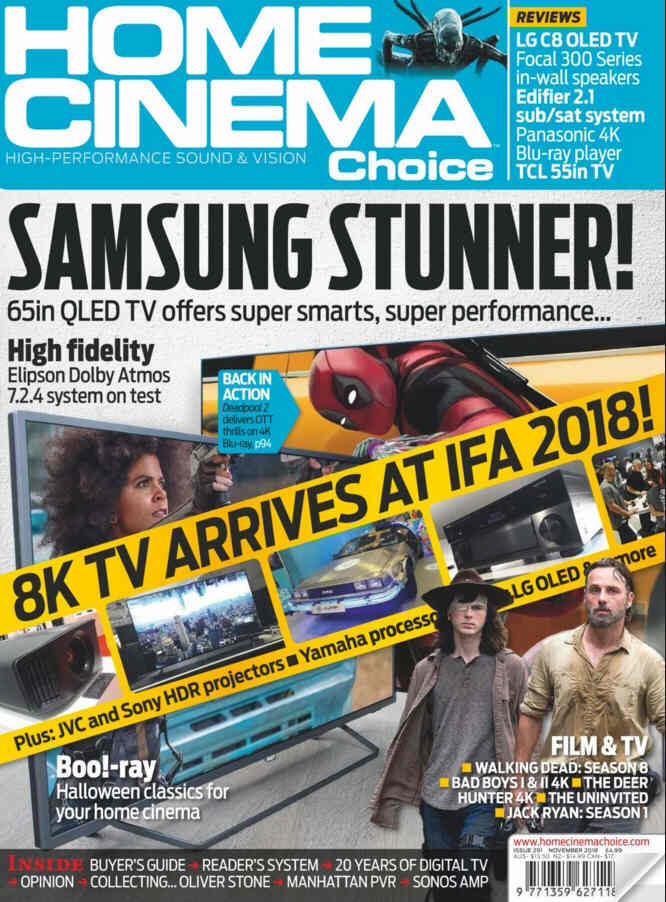HOME CINEMA CHOICE magazine side cover Issue 291  November 2018