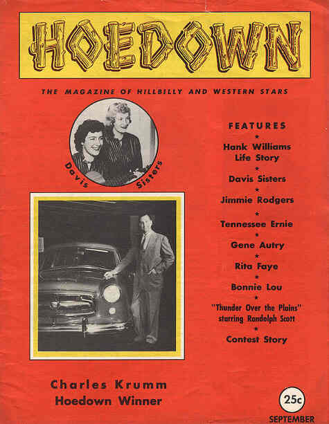 HOEDOWN magazine side cover Issue 1 September 1953