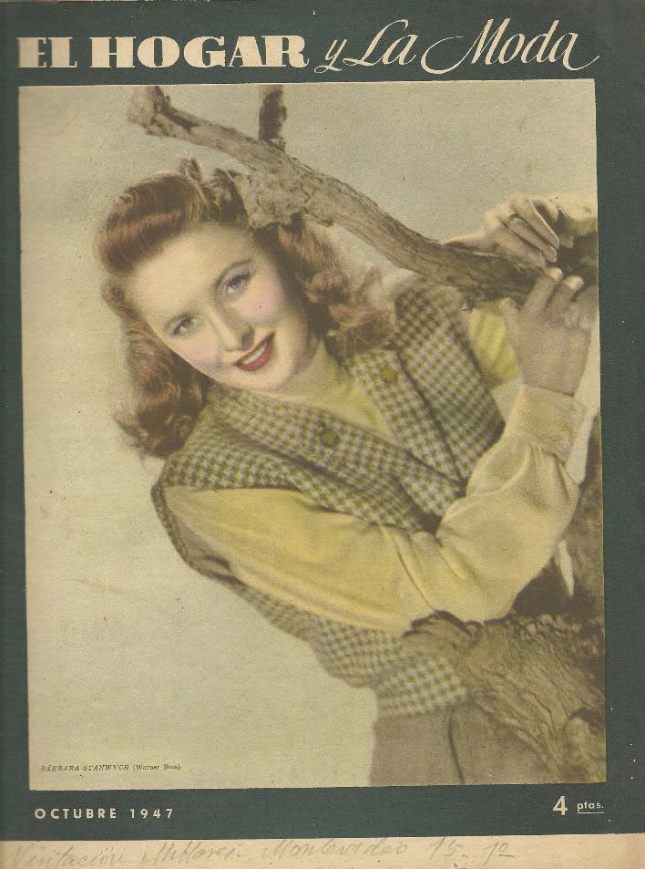 EL HOGAR Y LA MODA magazine side cover  October 1947