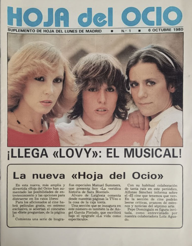 HOJA DEL OCIO magazine side cover Issue 1 6 October 1980