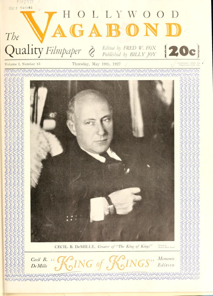 HOLLYWOOD VAGABOND magazine side cover Issue 15 19 May 1927
