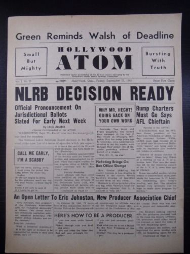 HOLLYWOOD ATOM magazine side cover 21 September 1945