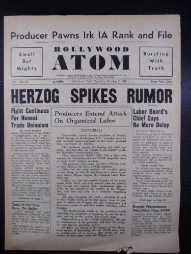HOLLYWOOD ATOM magazine side cover 2 October 1945