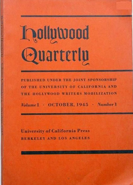 HOLLYWOOD QUARTERLY magazine side cover  Vol 1 # 1 October 1945