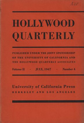 HOLLYWOOD QUARTERLY magazine side cover  Vol 2 # 4 July 1947