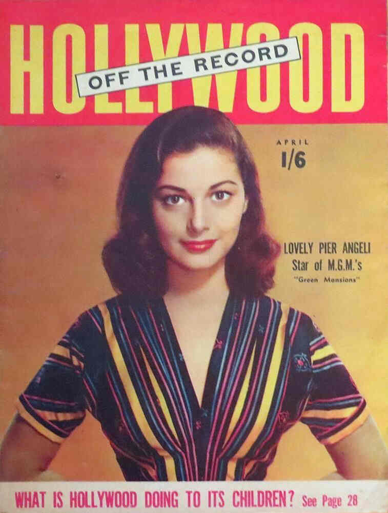 HOLLYWOOD OFF THE RECORD magazine side cover April 1954