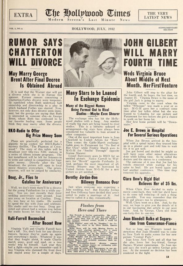 HOLLYWOOD TIMES|THE magazine side cover  July 1932