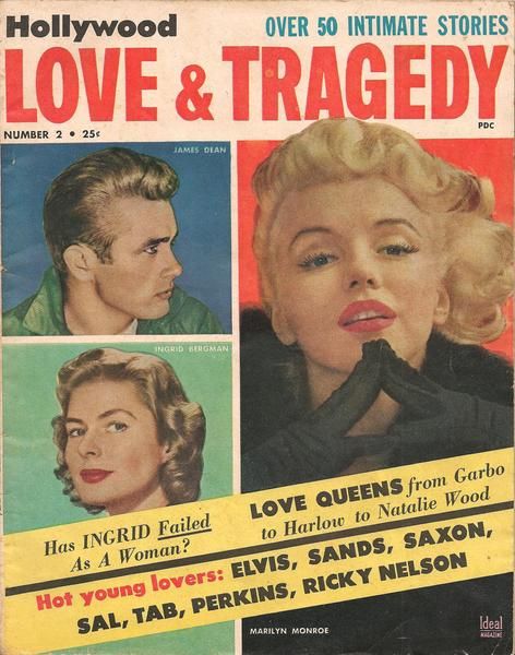 HOLLYWOOD LOVE AND TRAGEDY magazine side cover Issue 2  November 1957