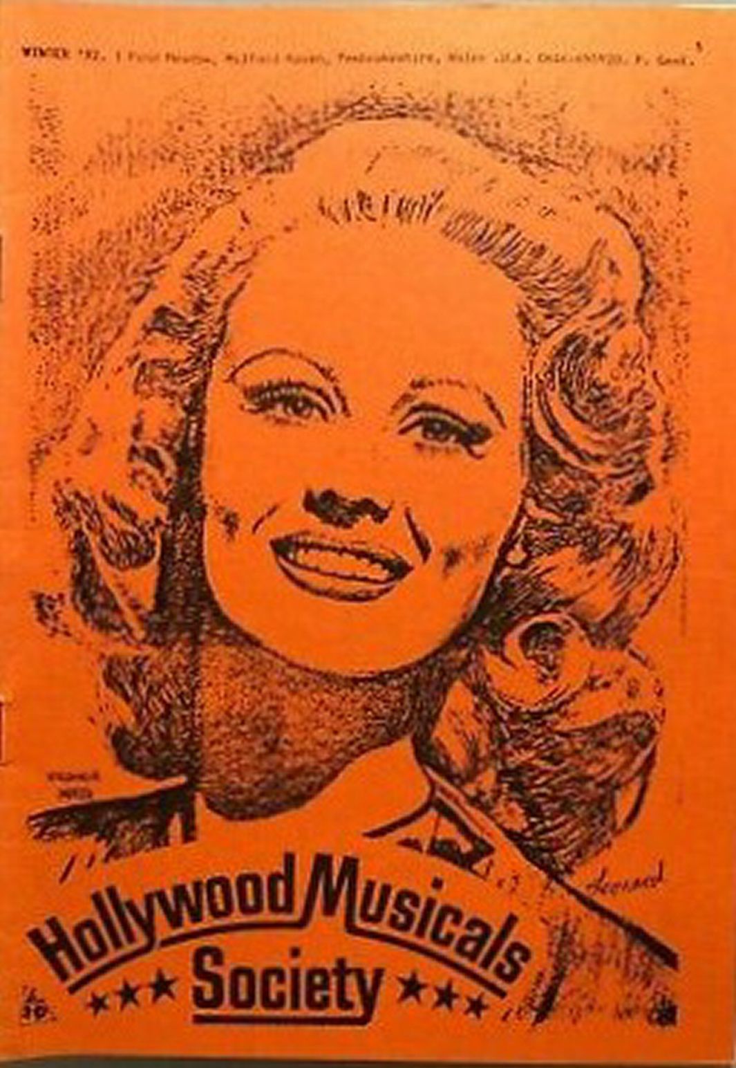 HOLLYWOOD MUSICALS SOCIETY magazine side cover Winter 1992
