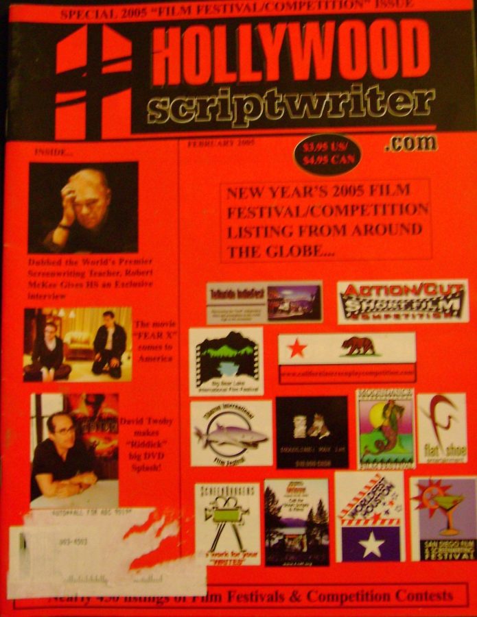 HOLLYWOOD SCRIPTWRITER magazine side cover February 2005