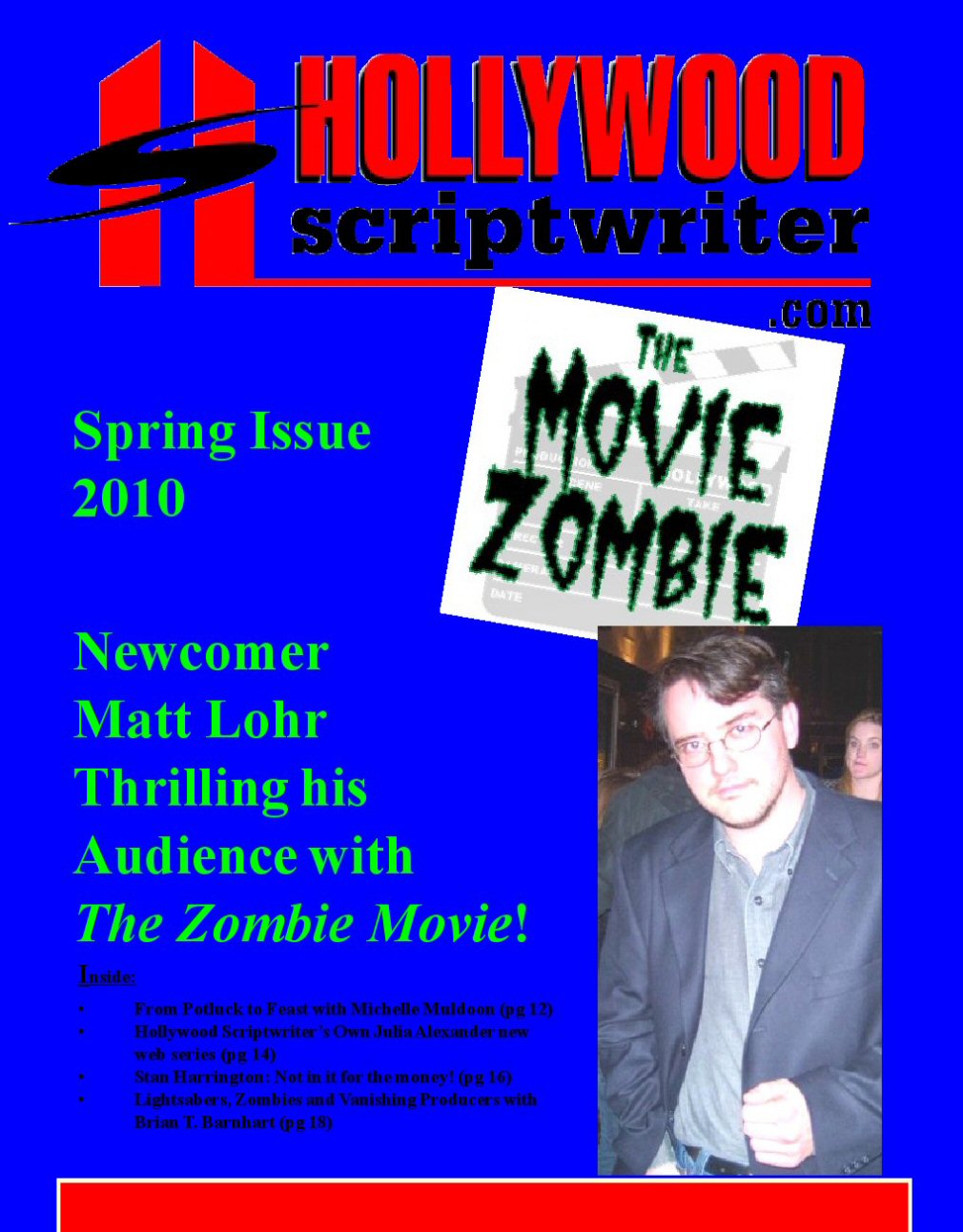 HOLLYWOOD SCRIPTWRITER magazine side cover Spring 2010