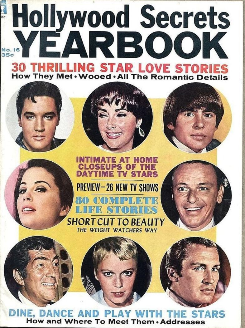 HOLLYWOOD SECRETS YEARBOOK magazine side cover Issue 16   1967