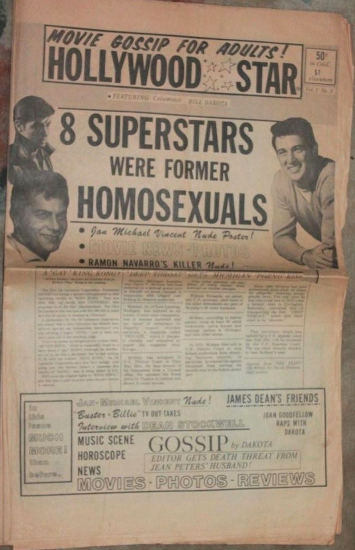 HOLLYWOOD CONFIDENTIAL STAR magazine side cover Issue 3  Vol 1 No  3   1976