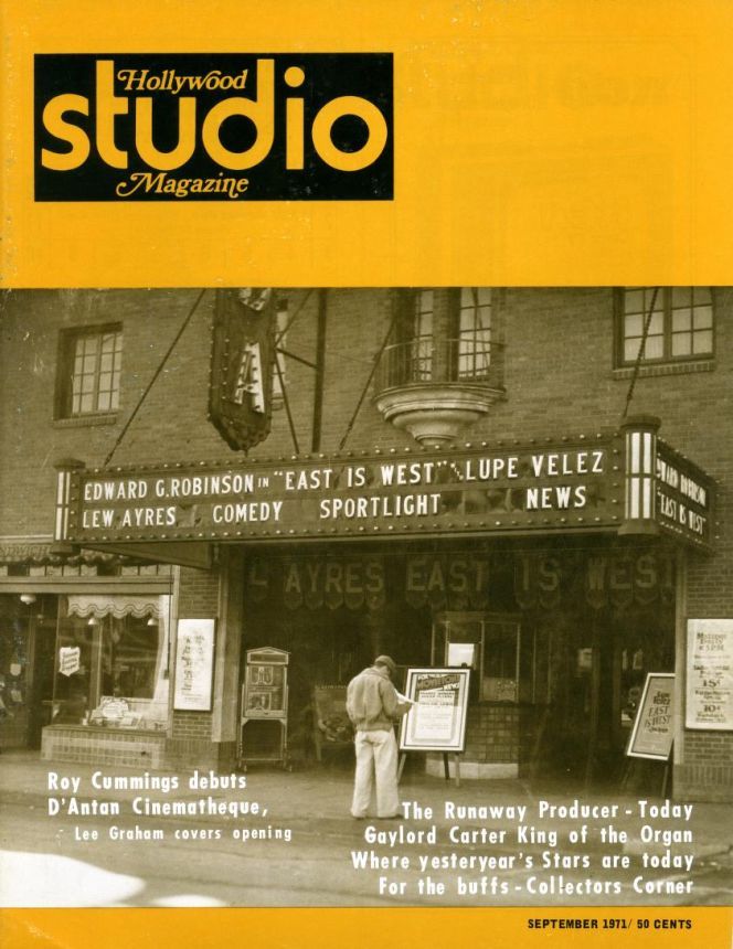 HOLLYWOOD STUDIO magazine side cover September 1971