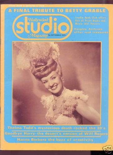 HOLLYWOOD STUDIO magazine side cover September 1973