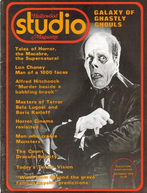 HOLLYWOOD STUDIO magazine side cover October 1973