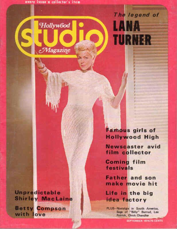 HOLLYWOOD STUDIO magazine side cover September 1974