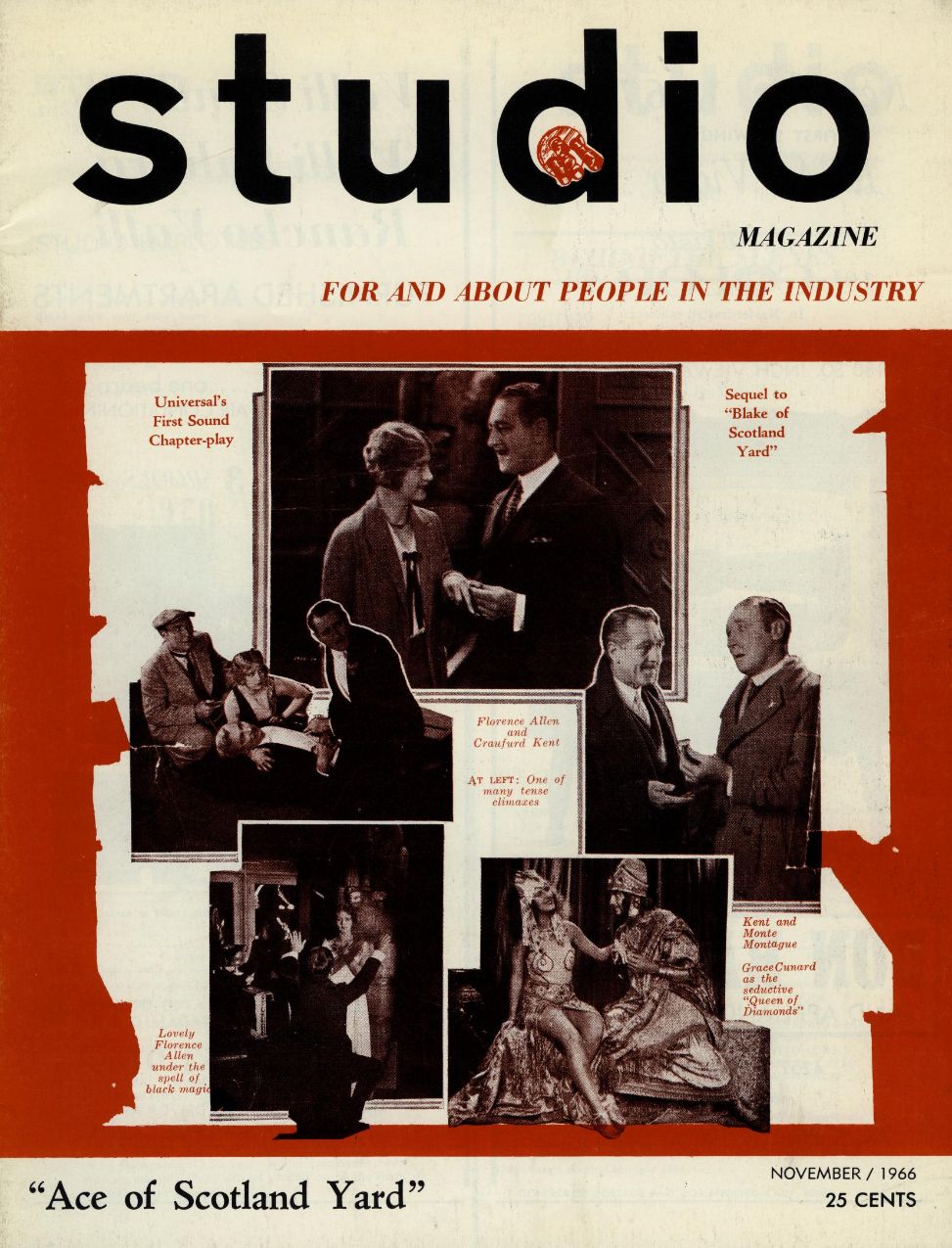 HOLLYWOOD STUDIO magazine side cover  Vol 1 No  7  November 1966