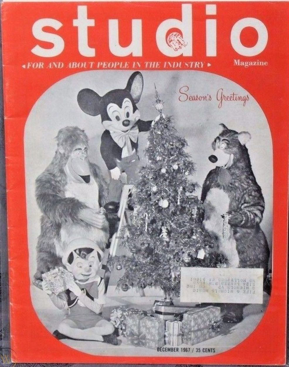 HOLLYWOOD STUDIO magazine side cover  December 1967