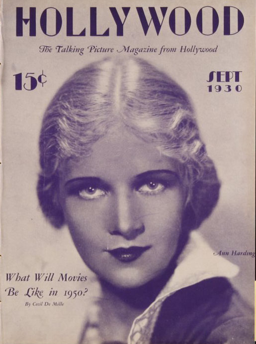 HOLLYWOOD magazine side cover September 1930
