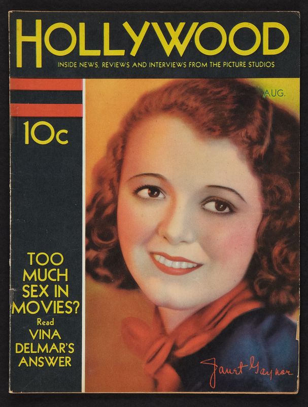 HOLLYWOOD magazine side cover August 1932