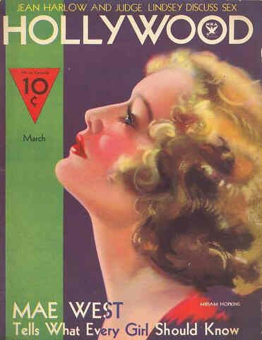 HOLLYWOOD magazine side cover  Vol 22 # 3 March 1933