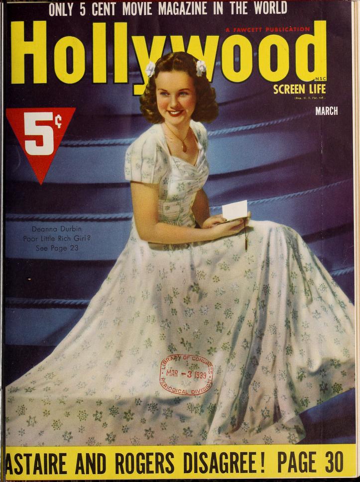 HOLLYWOOD magazine side cover March 1939
