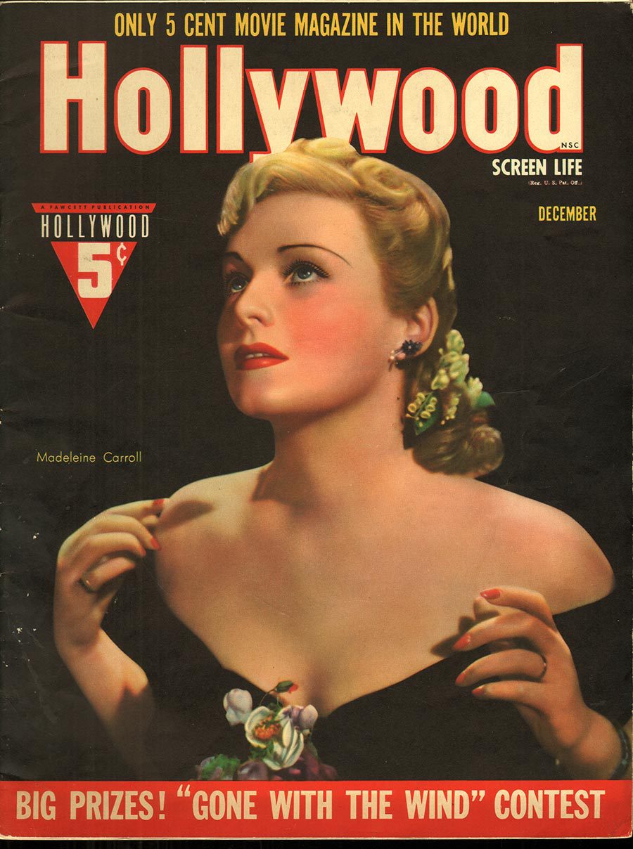 HOLLYWOOD magazine side cover December 1939