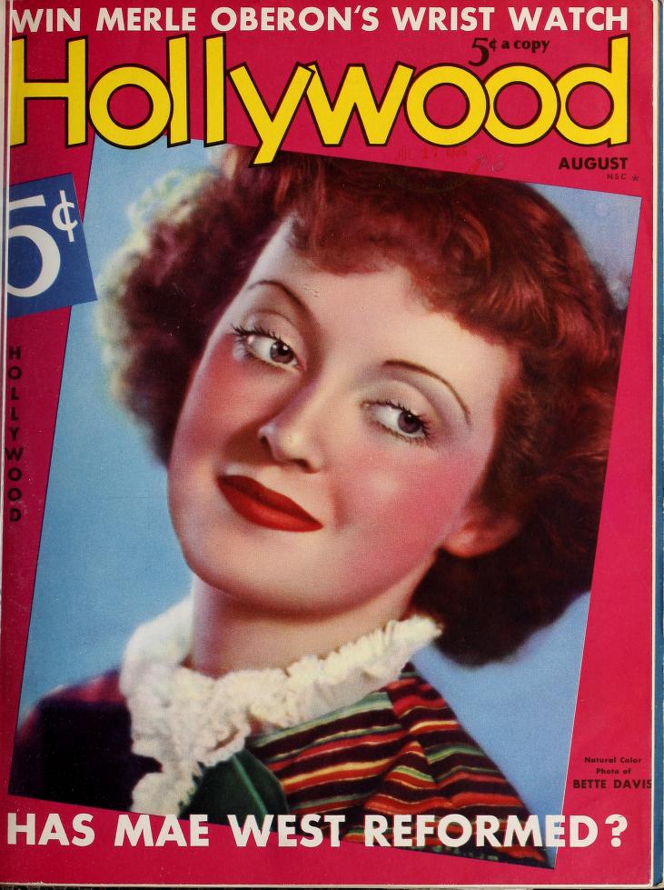 HOLLYWOOD magazine side cover August 1936