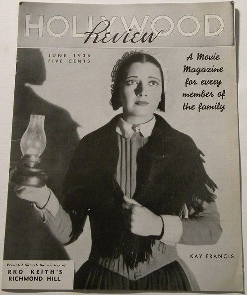 HOLLYWOOD REVIEW magazine side cover June 1936