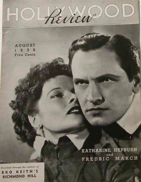 HOLLYWOOD REVIEW magazine side cover August 1936