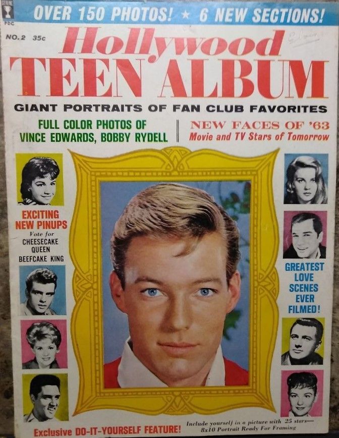 HOLLYWOOD TEEN ALBUM magazine side cover Issue 2  1962