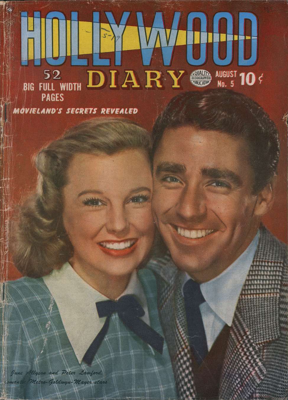 HOLLYWOOD DIARY magazine side cover Issue 5  August 1950