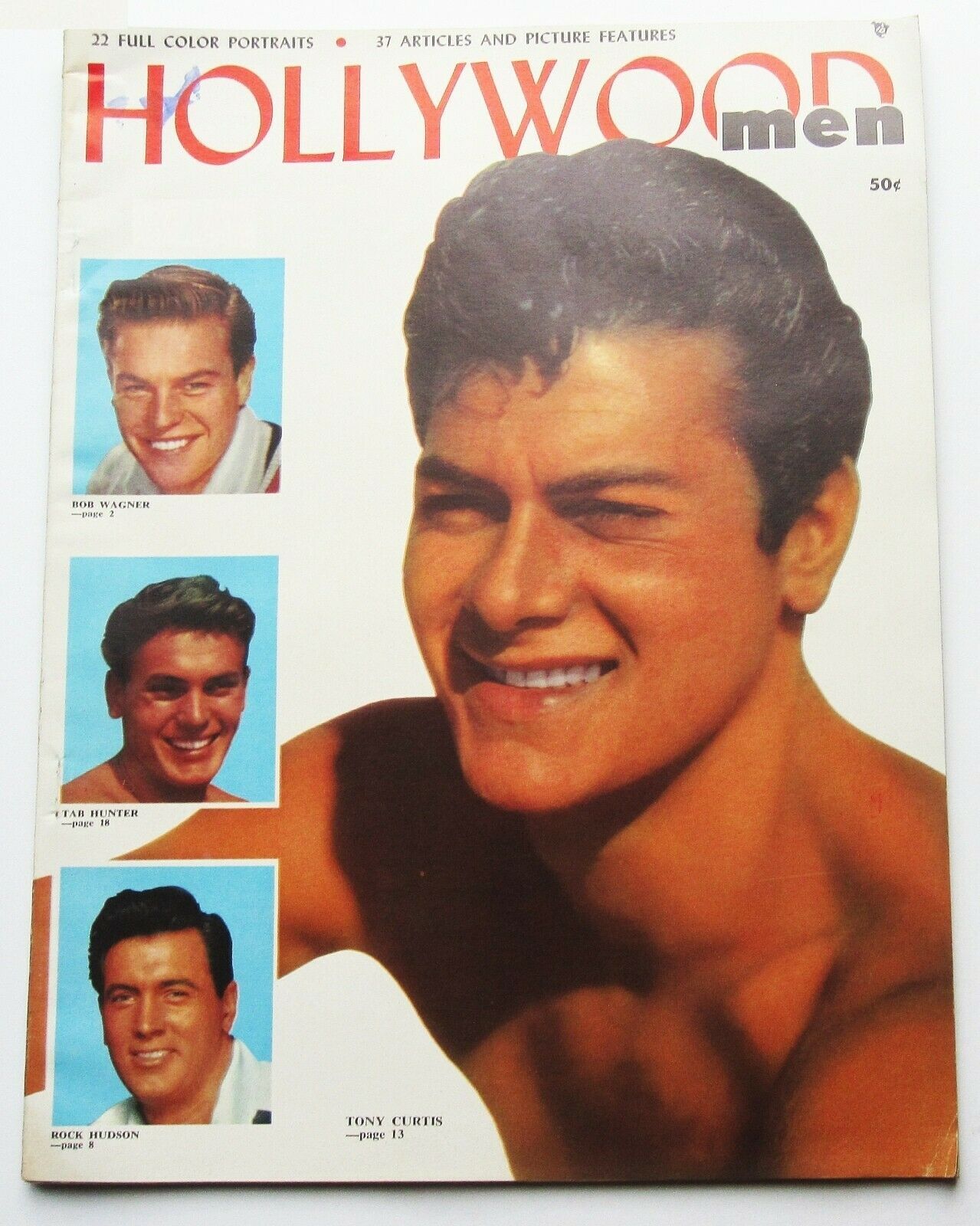 HOLLYWOOD MEN magazine side cover Issue 1  August 1954