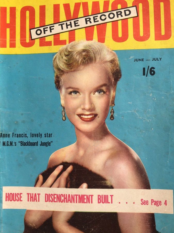 HOLLYWOOD OFF THE RECORD magazine side cover  June/July 1955