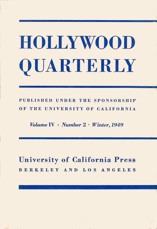 HOLLYWOOD QUARTERLY magazine side cover  Vol 4 # 2 Winter 1949