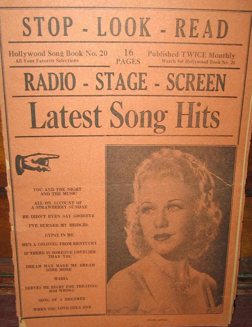 HOLLYWOOD SONG HERALD magazine side cover Issue 20  