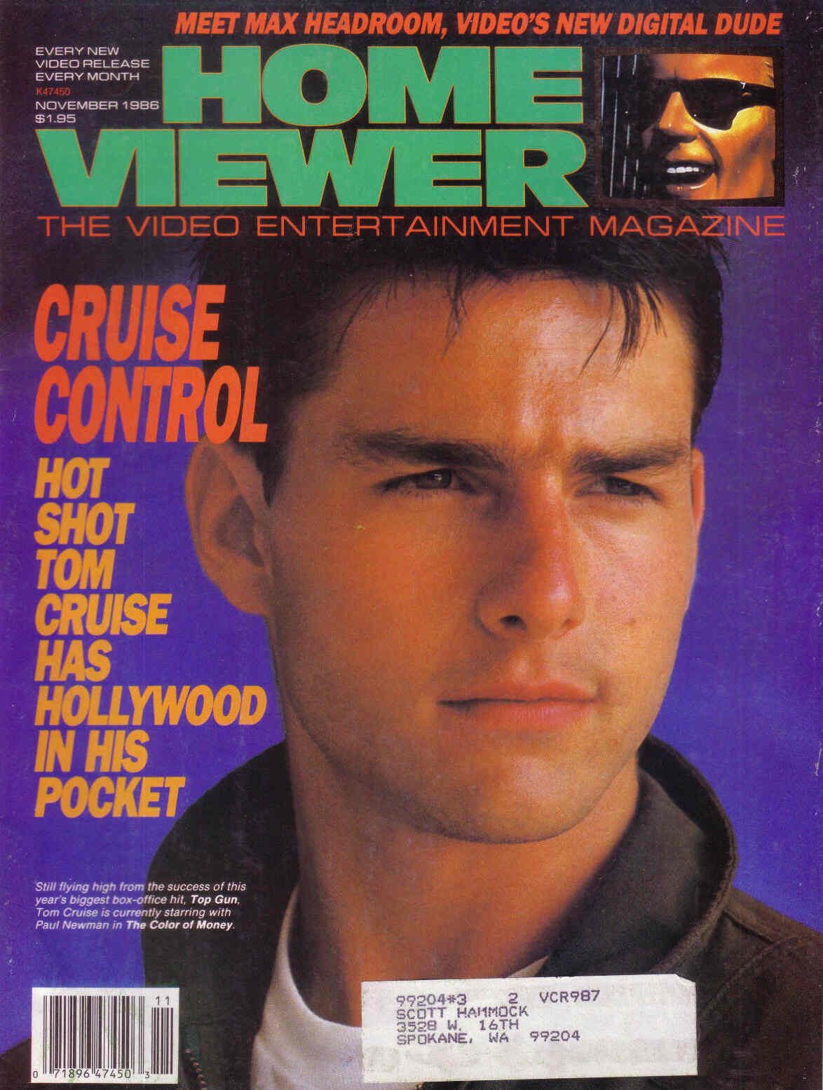 HOME VIEWER magazine side cover November 1986