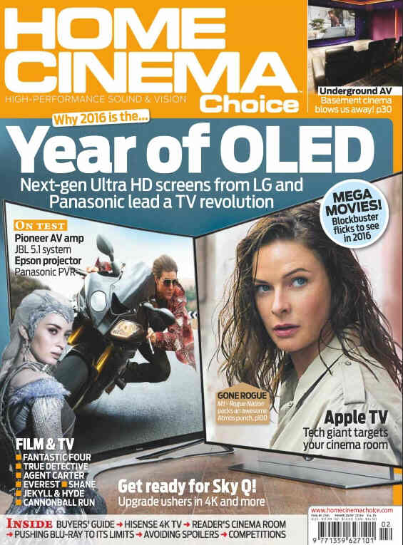 HOME CINEMA CHOICE magazine side cover Issue 256 February 2016