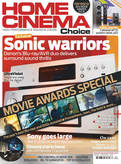 HOME CINEMA CHOICE magazine side cover Issue 216 January 2013