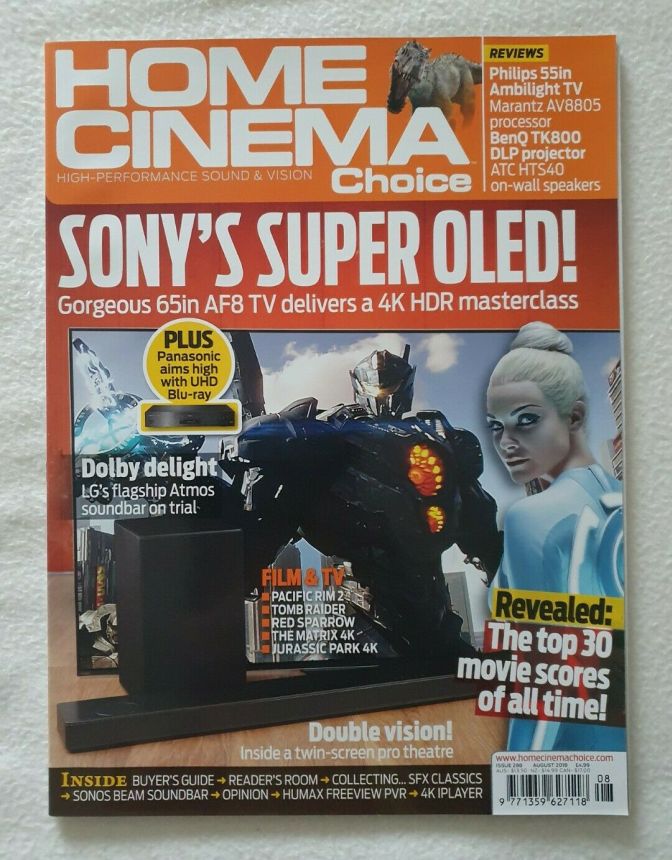 HOME CINEMA CHOICE magazine side cover Issue 288  August 2018