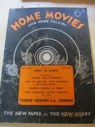 HOME MOVIES AND HOME TALKIES magazine side cover  Vol 1 No  3  August 1932