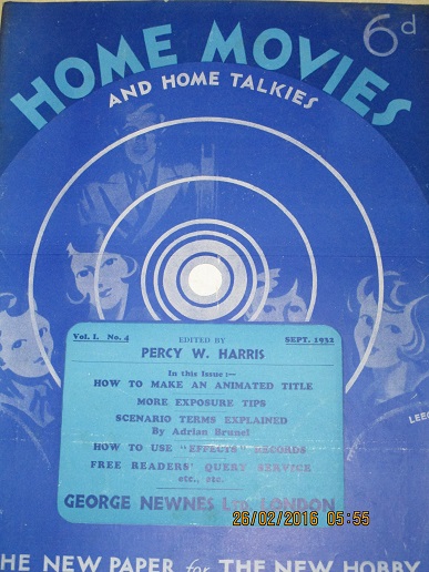 HOME MOVIES AND HOME TALKIES magazine side cover  Vol 1 No  4  September 1932