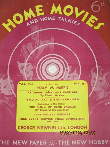 HOME MOVIES AND HOME TALKIES magazine side cover  Vol 1 No  6  November 1932
